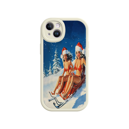 #MC0027 Factory Wholesale Santa Bikini Sled iPhone 17 Case – Funny Christmas Design, Sexy Holiday Vibes, Winter Wonderland Art