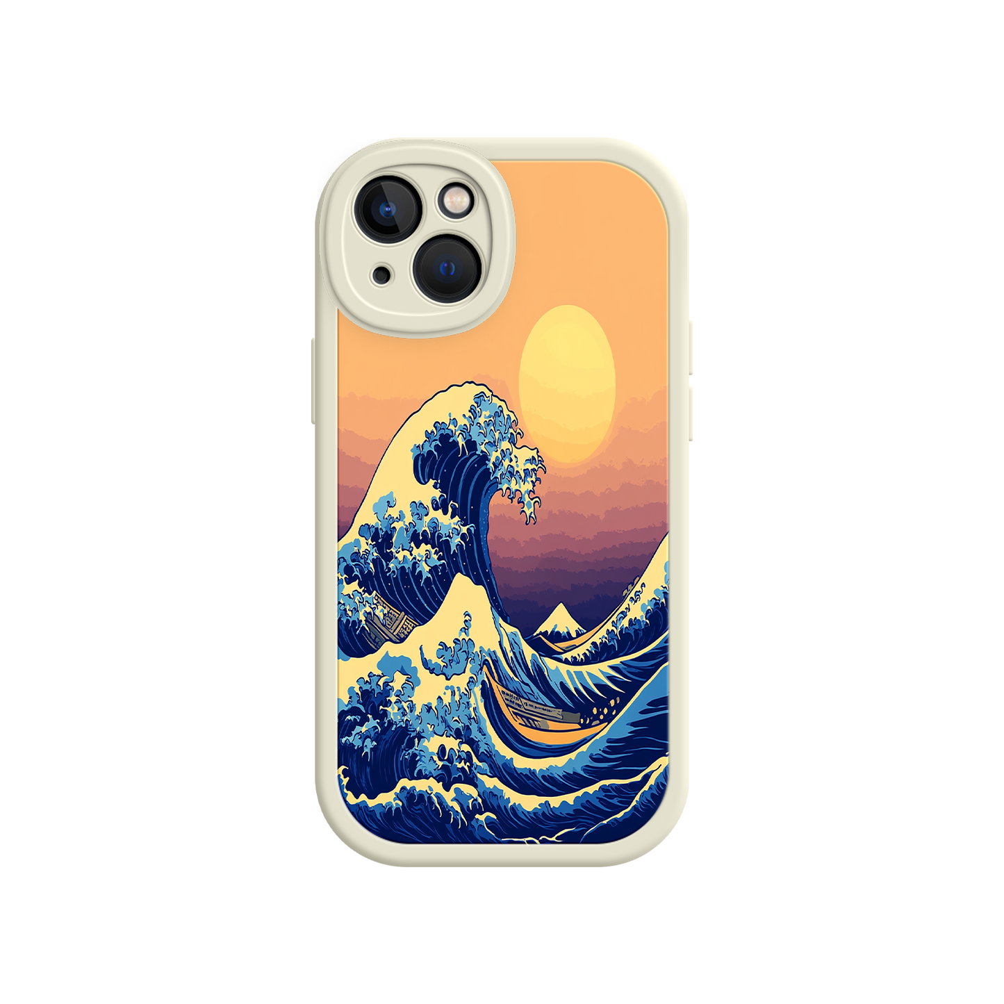 #MC0012 Factory Wholesale Great Wave Sunset iPhone Case – Japanese Art with Ocean & Mountain Design