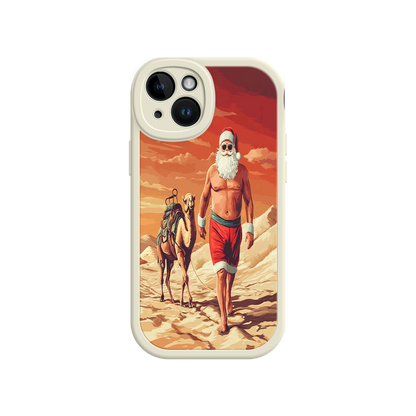 #MC0028 Factory Wholesale Desert Santa iPhone 17 Case – Funny Christmas Design, Muscular Santa & Camel, Holiday Heat Vibes