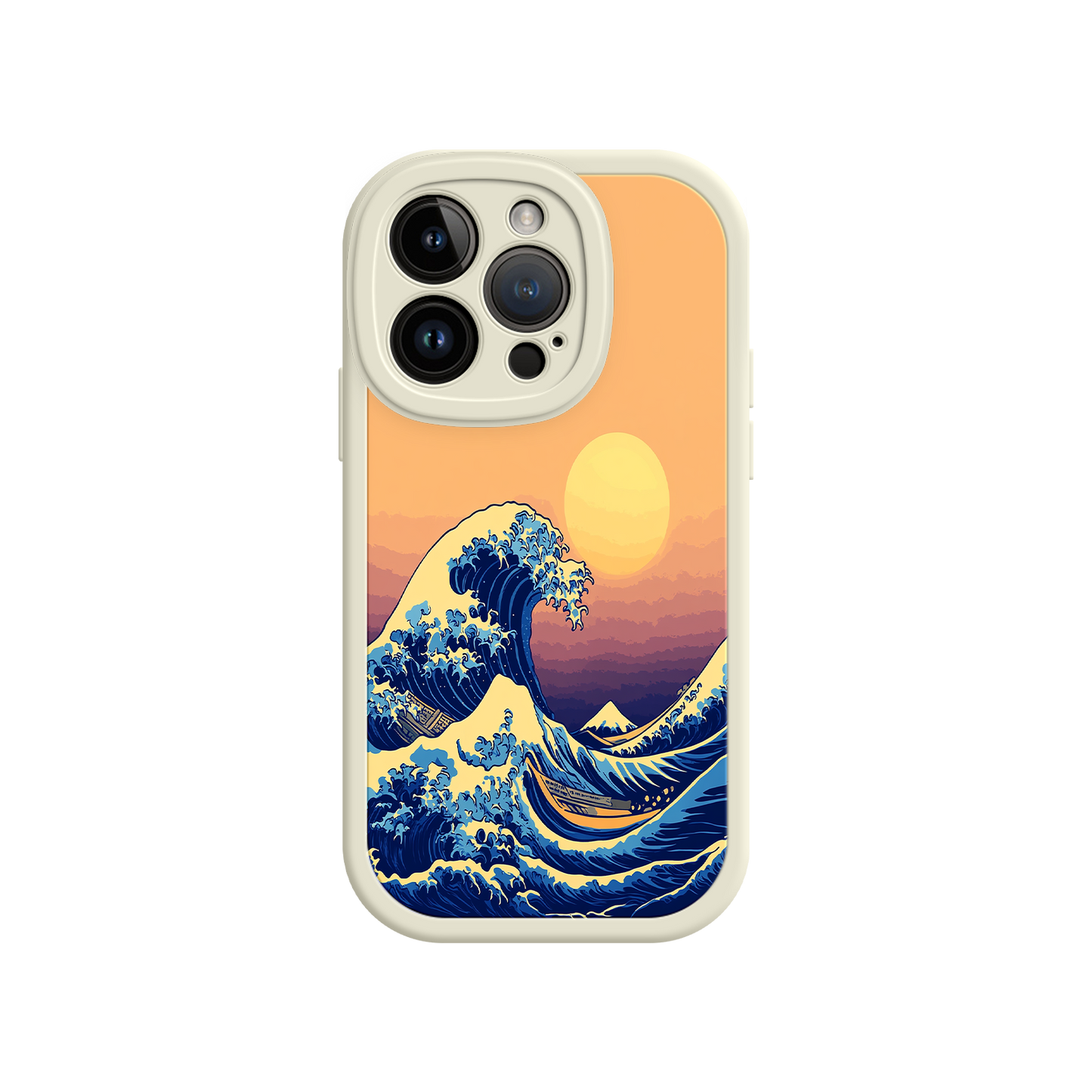 #MC0012 Factory Wholesale Great Wave Sunset iPhone Case – Japanese Art with Ocean & Mountain Design