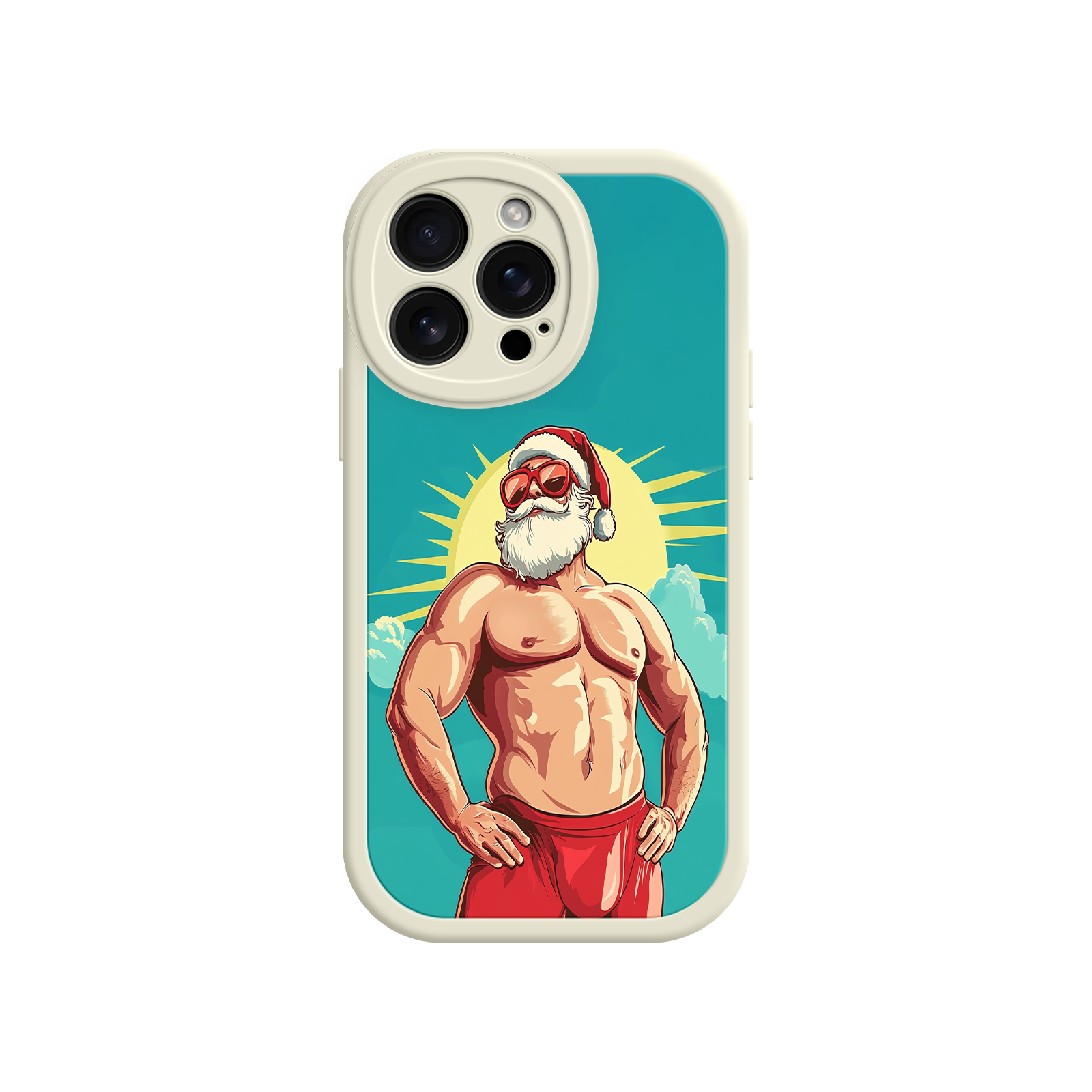 Unique Christmas phone case with buff Santa art