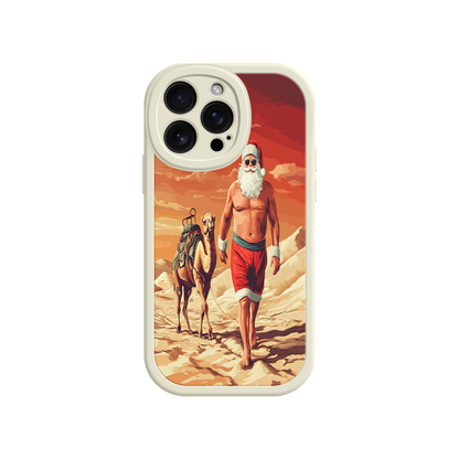 #MC0028 Factory Wholesale Desert Santa iPhone 17 Case – Funny Christmas Design, Muscular Santa & Camel, Holiday Heat Vibes