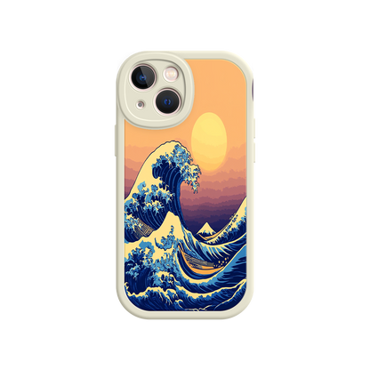 #MC0012 Factory Wholesale Great Wave Sunset iPhone Case – Japanese Art with Ocean & Mountain Design
