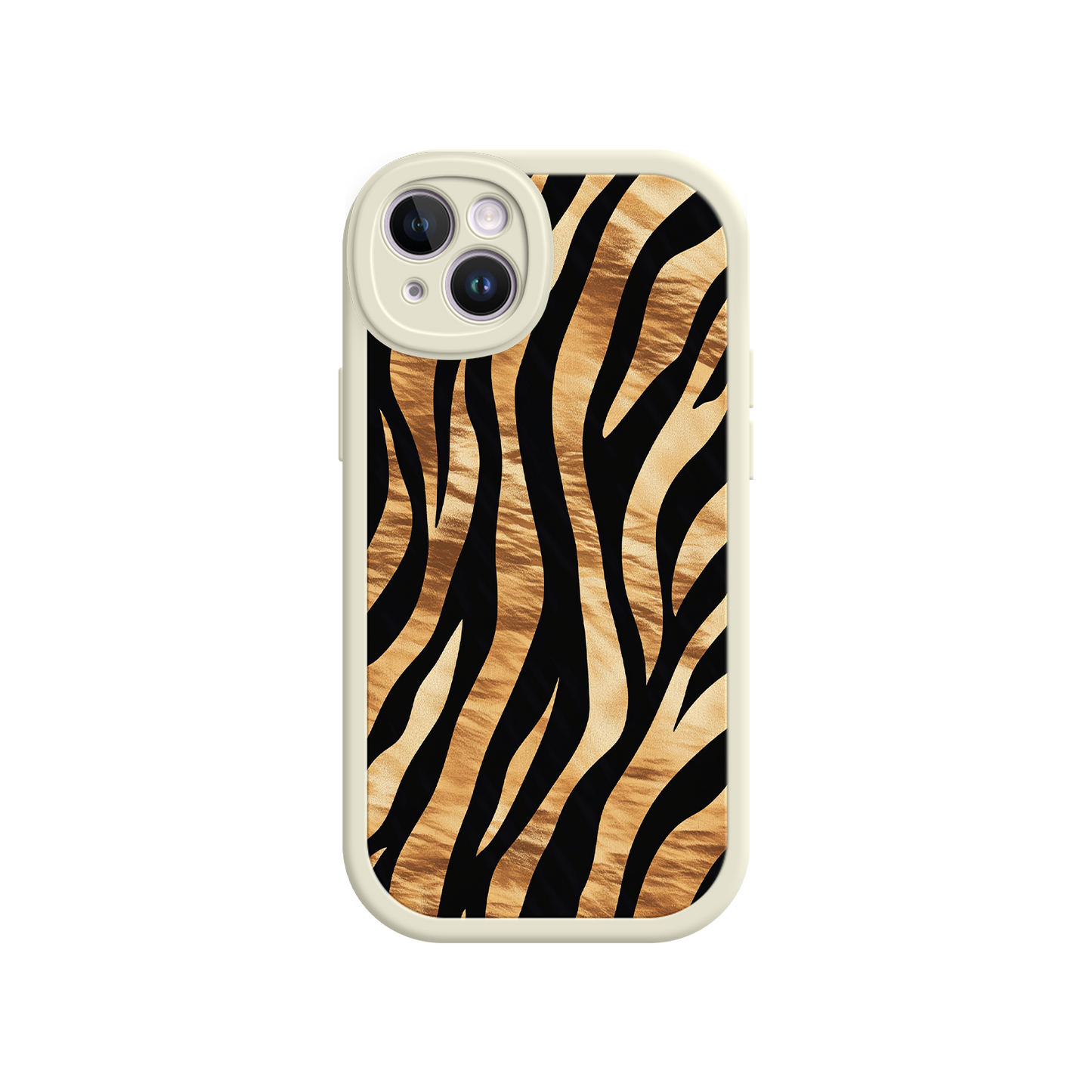 #MC0011 Factory Wholesale Tiger Stripe iPhone Case – Bold Animal Print with Olive Green Frame