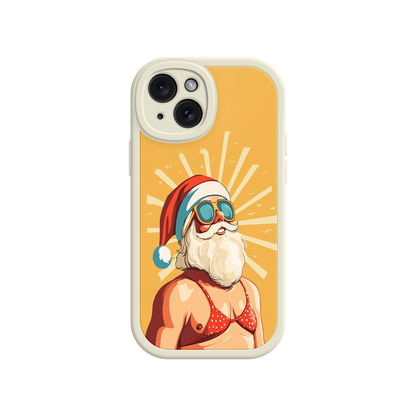 Funny phone case with Santa in beachwear and hat