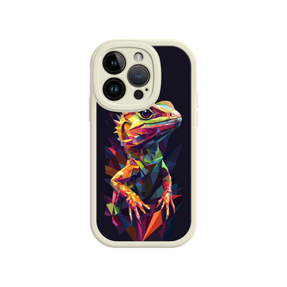 #MC0024 Factory Wholesale Geometric Lizard iPhone 17 Case – Colorful Polygon Art, Protective Animal Print Cover, Bold Reptile Design