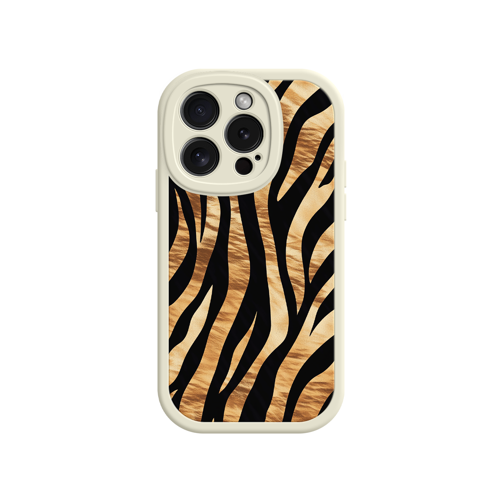 Tiger Stripe iPhone Case – Bold Animal Print with Olive Green Frame