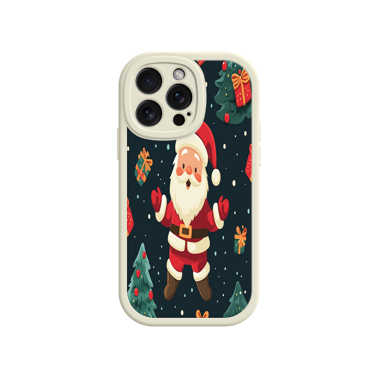 #MC0032 Factory Wholesale Festive Santa iPhone 17 Case – Christmas Holiday Design, Jolly Santa Claus, Gift Boxes & Trees