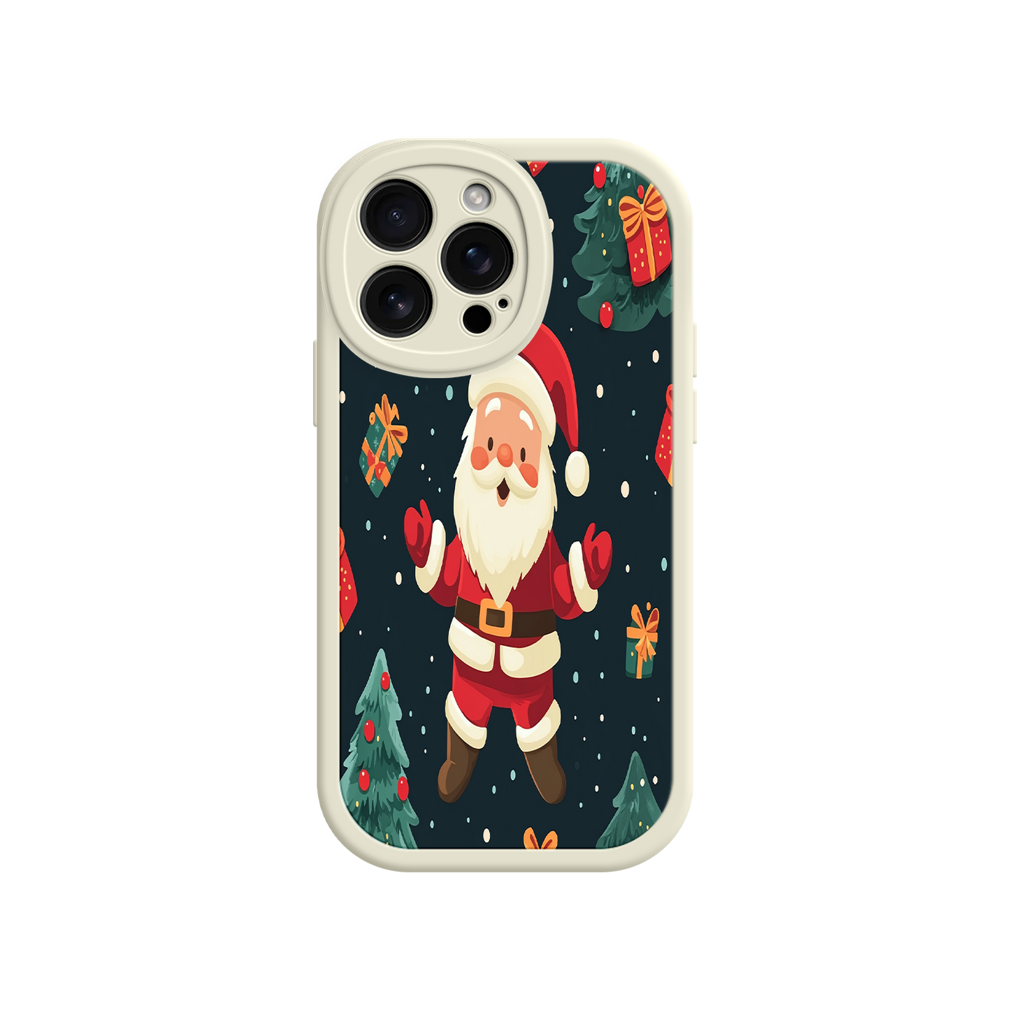 #MC0032 Factory Wholesale Festive Santa iPhone 17 Case – Christmas Holiday Design, Jolly Santa Claus, Gift Boxes & Trees