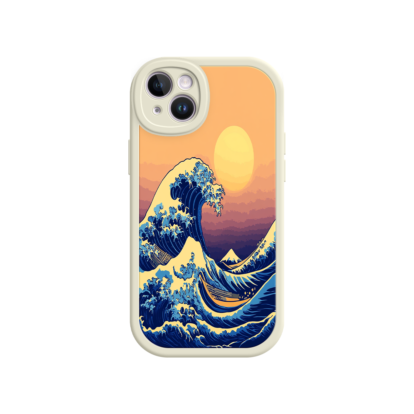 #MC0012 Factory Wholesale Great Wave Sunset iPhone Case – Japanese Art with Ocean & Mountain Design
