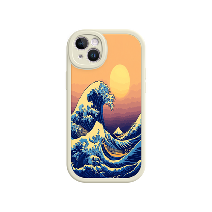 #MC0012 Factory Wholesale Great Wave Sunset iPhone Case – Japanese Art with Ocean & Mountain Design