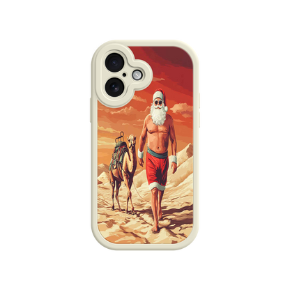 #MC0028 Factory Wholesale Desert Santa iPhone 17 Case – Funny Christmas Design, Muscular Santa & Camel, Holiday Heat Vibes