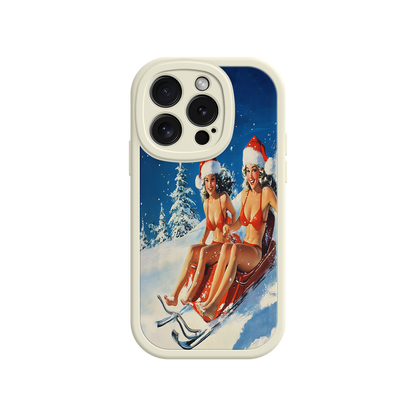 #MC0027 Factory Wholesale Santa Bikini Sled iPhone 17 Case – Funny Christmas Design, Sexy Holiday Vibes, Winter Wonderland Art