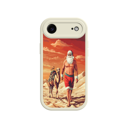 #MC0028 Factory Wholesale Desert Santa iPhone 17 Case – Funny Christmas Design, Muscular Santa & Camel, Holiday Heat Vibes