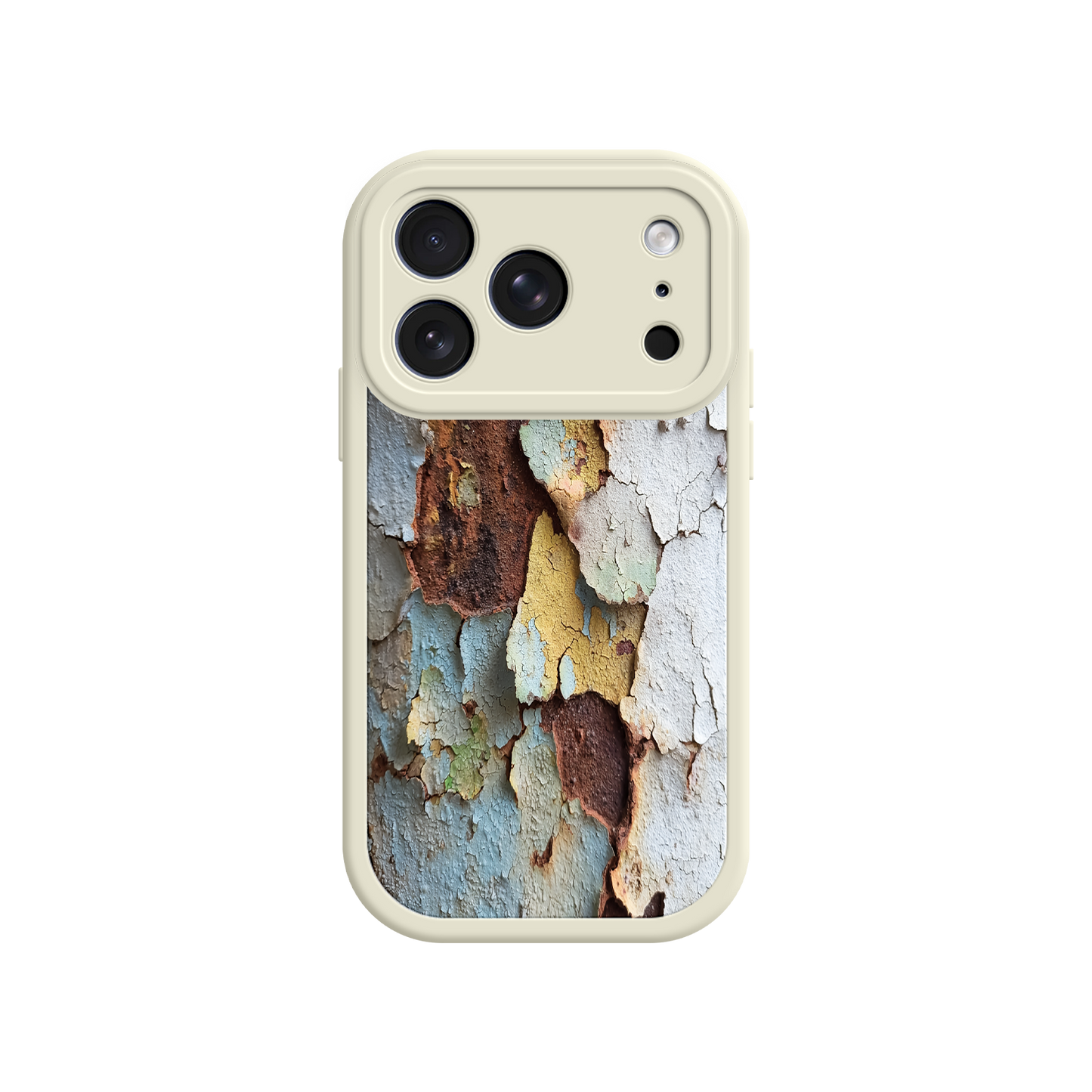 Textured phone case with layered paint design