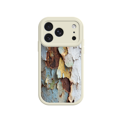 Textured phone case with layered paint design