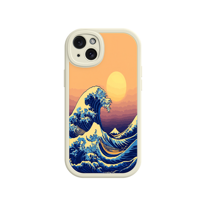 #MC0012 Factory Wholesale Great Wave Sunset iPhone Case – Japanese Art with Ocean & Mountain Design