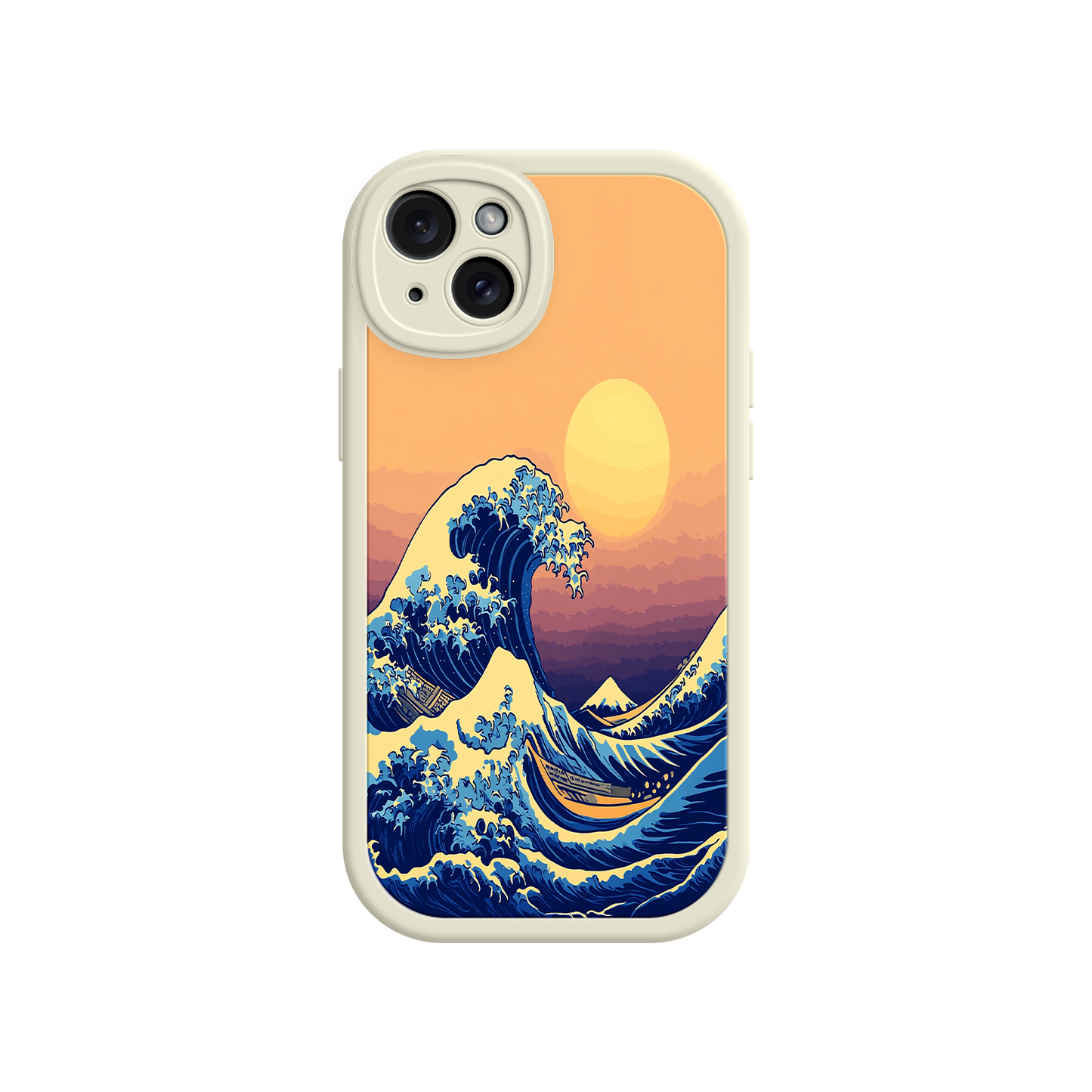 #MC0012 Factory Wholesale Great Wave Sunset iPhone Case – Japanese Art with Ocean & Mountain Design