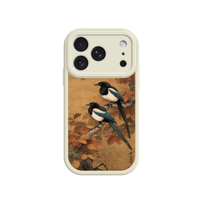 Nature phone case with warm fall tones and birds