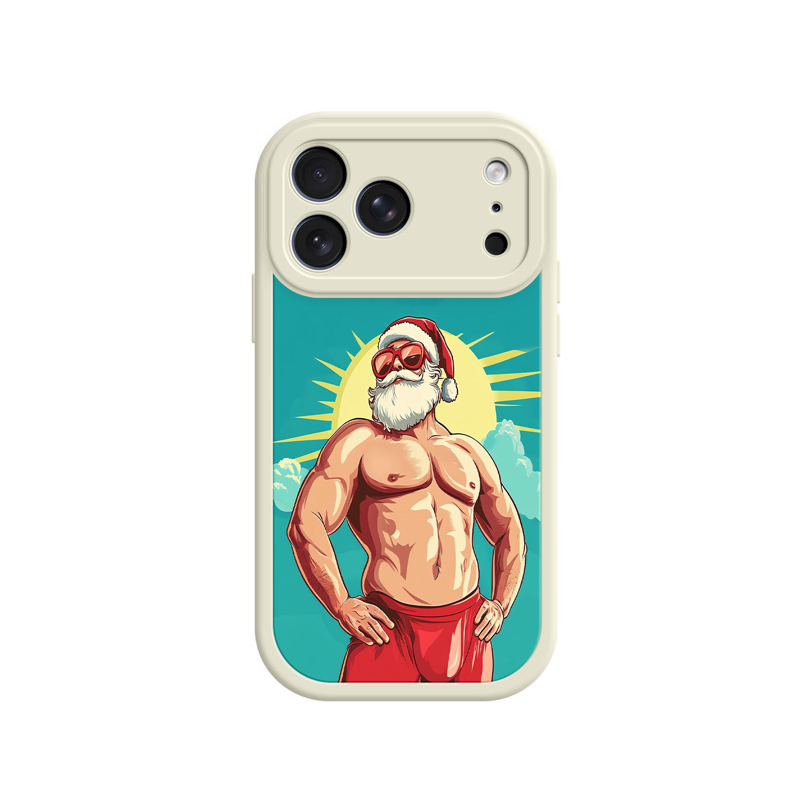iPhone case with confident Santa pose and beard