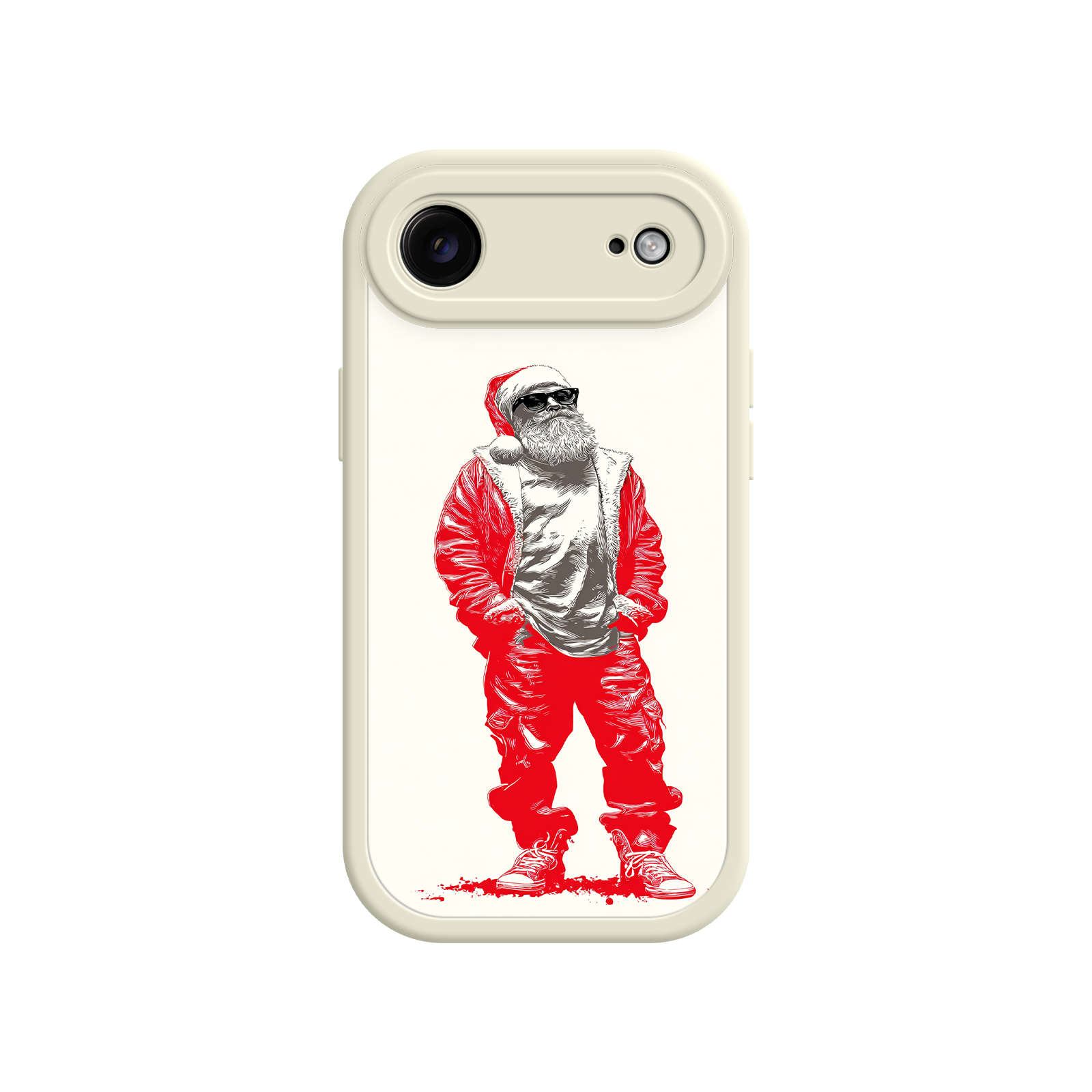 Santa phone case with festive red jacket and boots