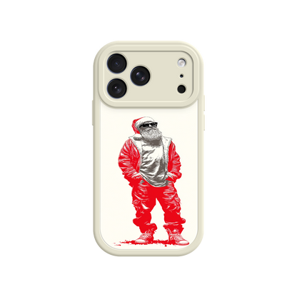 Stylish holiday iPhone case – modern Santa illustration in red outfit and beard