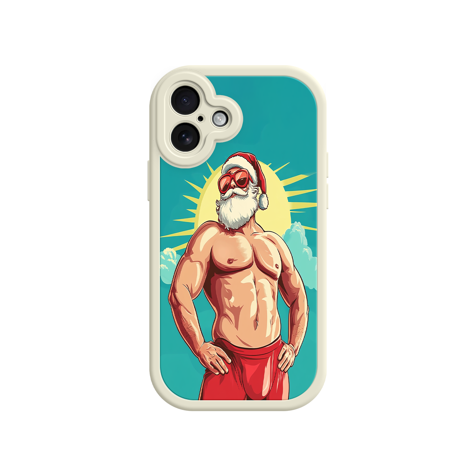 Humorous iPhone case with strong Santa figure