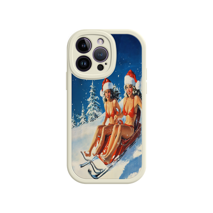 #MC0027 Factory Wholesale Santa Bikini Sled iPhone 17 Case – Funny Christmas Design, Sexy Holiday Vibes, Winter Wonderland Art