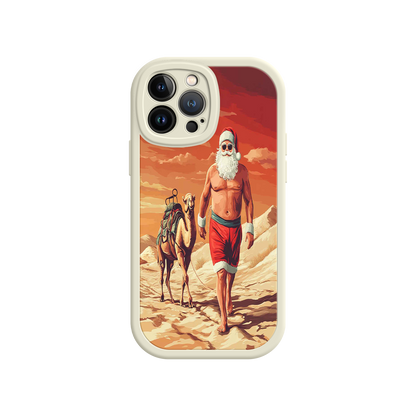 #MC0028 Factory Wholesale Desert Santa iPhone 17 Case – Funny Christmas Design, Muscular Santa & Camel, Holiday Heat Vibes