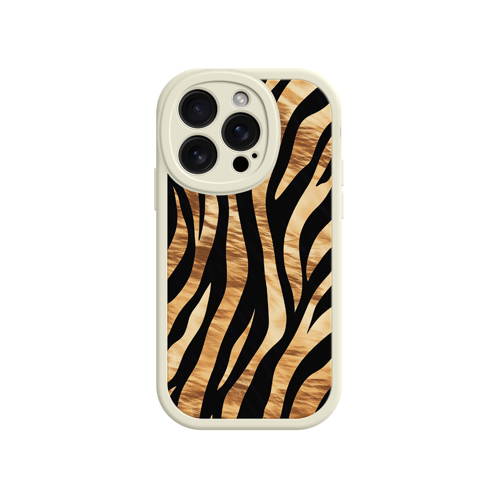 Tiger Stripe iPhone Case – Bold Animal Print with Olive Green Frame