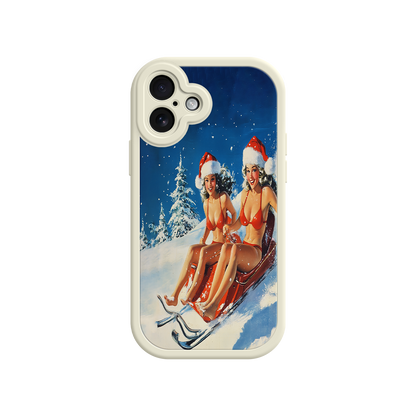#MC0027 Factory Wholesale Santa Bikini Sled iPhone 17 Case – Funny Christmas Design, Sexy Holiday Vibes, Winter Wonderland Art