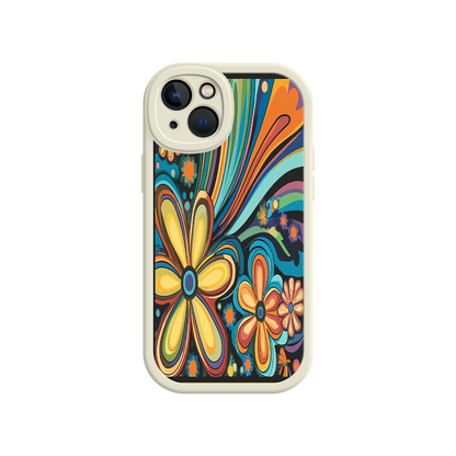#MC0033 Factory Wholesale Psychedelic Floral iPhone 17 Case – Hippie Flower Power Design, 60s 70s Retro Vibes, Groovy Swirls