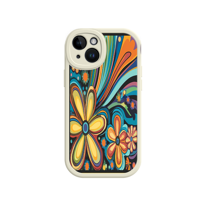 #MC0033 Factory Wholesale Psychedelic Floral iPhone 17 Case – Hippie Flower Power Design, 60s 70s Retro Vibes, Groovy Swirls