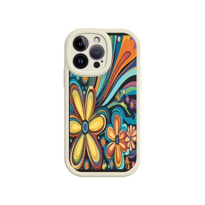 #MC0033 Factory Wholesale Psychedelic Floral iPhone 17 Case – Hippie Flower Power Design, 60s 70s Retro Vibes, Groovy Swirls