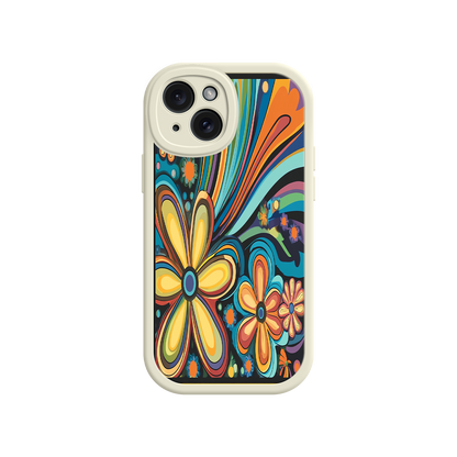 #MC0033 Factory Wholesale Psychedelic Floral iPhone 17 Case – Hippie Flower Power Design, 60s 70s Retro Vibes, Groovy Swirls