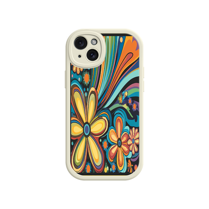 #MC0033 Factory Wholesale Psychedelic Floral iPhone 17 Case – Hippie Flower Power Design, 60s 70s Retro Vibes, Groovy Swirls
