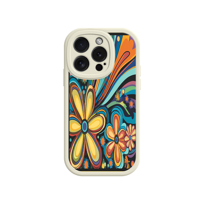 #MC0033 Factory Wholesale Psychedelic Floral iPhone 17 Case – Hippie Flower Power Design, 60s 70s Retro Vibes, Groovy Swirls