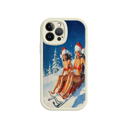 #MC0027 Factory Wholesale Santa Bikini Sled iPhone 17 Case – Funny Christmas Design, Sexy Holiday Vibes, Winter Wonderland Art