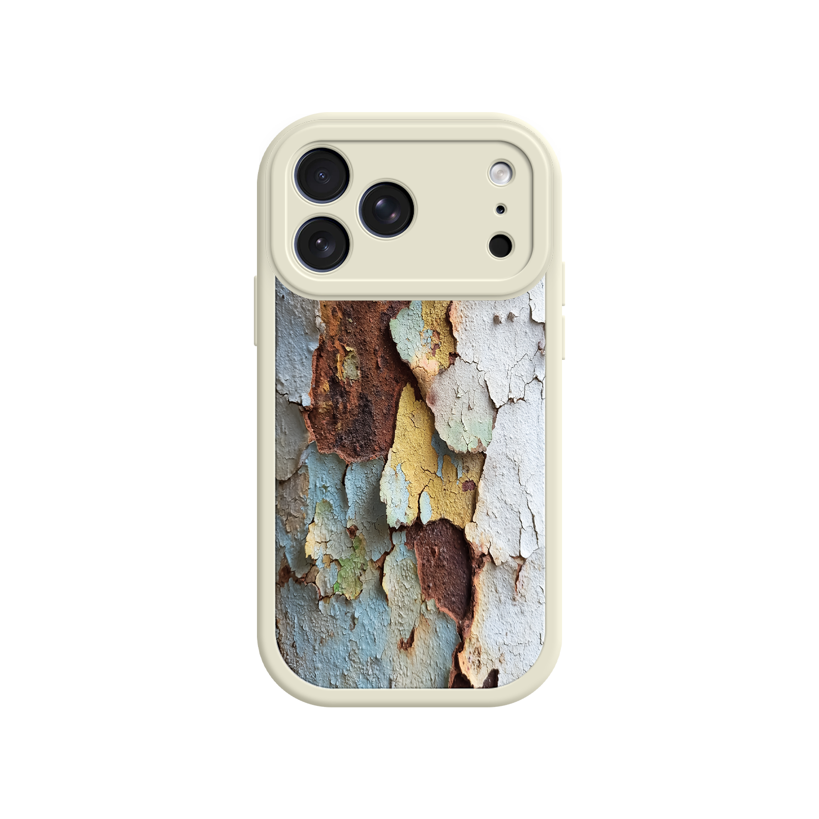 Artistic phone case featuring aged paint layers
