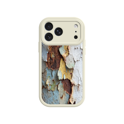 Artistic phone case featuring aged paint layers