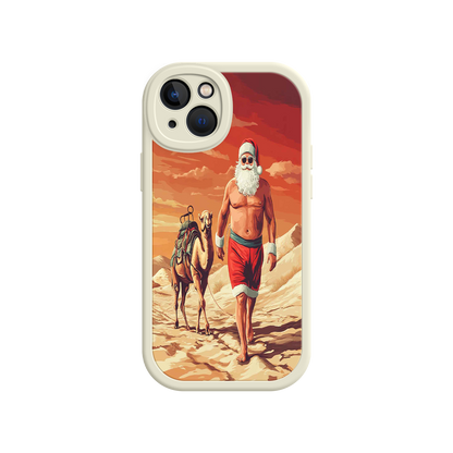 #MC0028 Factory Wholesale Desert Santa iPhone 17 Case – Funny Christmas Design, Muscular Santa & Camel, Holiday Heat Vibes