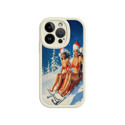 #MC0027 Factory Wholesale Santa Bikini Sled iPhone 17 Case – Funny Christmas Design, Sexy Holiday Vibes, Winter Wonderland Art