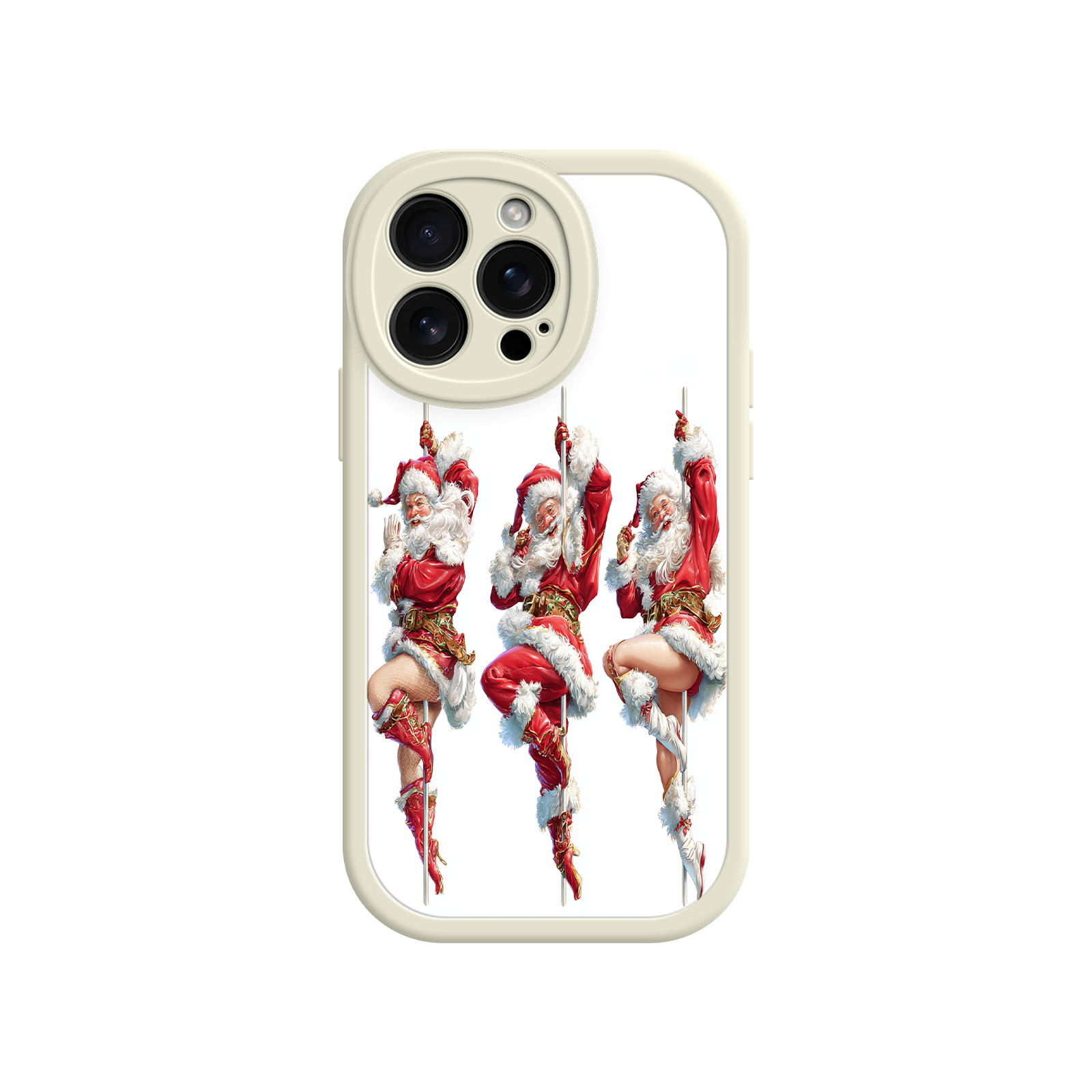 Santa-themed phone case with vintage holiday performers