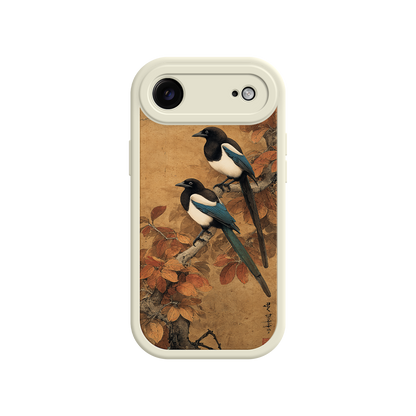 Bird iPhone case with cultural design and warm tones