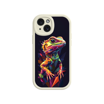 #MC0024 Factory Wholesale Geometric Lizard iPhone 17 Case – Colorful Polygon Art, Protective Animal Print Cover, Bold Reptile Design