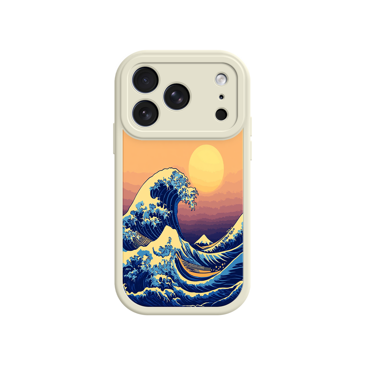 #MC0012 Factory Wholesale Great Wave Sunset iPhone Case – Japanese Art with Ocean & Mountain Design