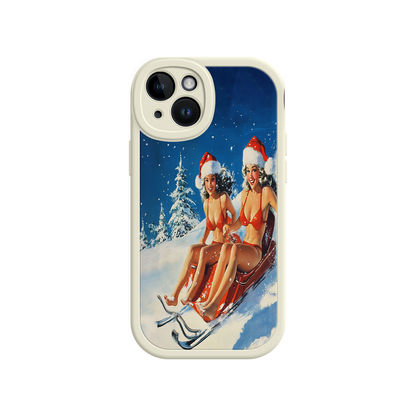 #MC0027 Factory Wholesale Santa Bikini Sled iPhone 17 Case – Funny Christmas Design, Sexy Holiday Vibes, Winter Wonderland Art