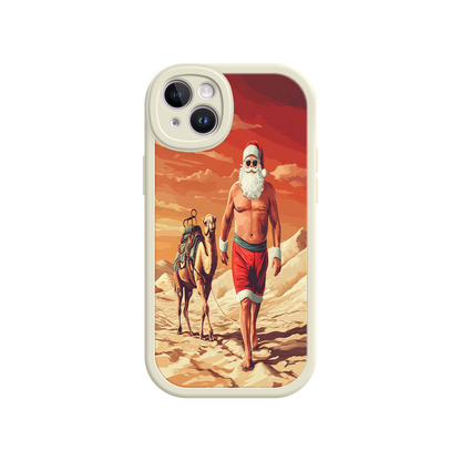 #MC0028 Factory Wholesale Desert Santa iPhone 17 Case – Funny Christmas Design, Muscular Santa & Camel, Holiday Heat Vibes
