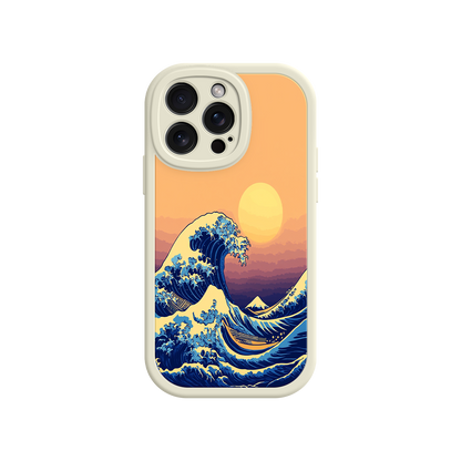 #MC0012 Factory Wholesale Great Wave Sunset iPhone Case – Japanese Art with Ocean & Mountain Design