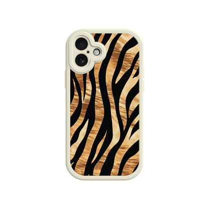 #MC0011 Factory Wholesale Tiger Stripe iPhone Case – Bold Animal Print with Olive Green Frame